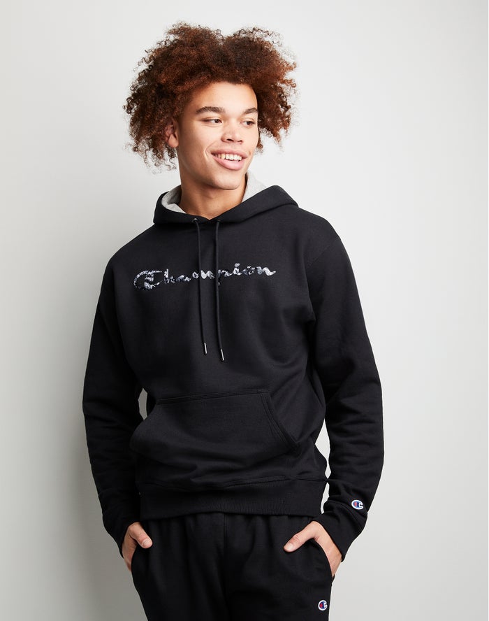 Champion Powerblend Fleece Chasing Waves - Miesten Mustat Huppari - Suomi 1258639-FS